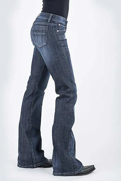 Stetson 816 Classic Boot Cut Zig Zag Pocket ( Denim Dark Wash )- Women's Jeans