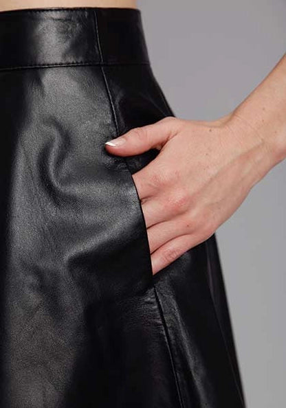 Stetson Solid Lamb (Black) - Women's Leather Skirt