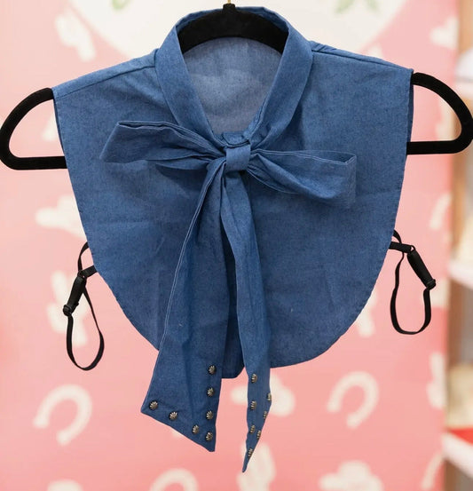 The Denim Studded Faux Collar