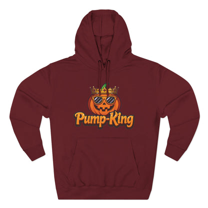 Pump-King Halloween Hoodie, Cozy Fleece Sweatshirt for Fall, Funny Pumpkin Apparel, Autumn Style, Perfect for Halloween Celebrations