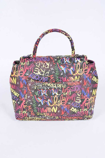 Top Handle Graffiti Convertible Shoulder Bag