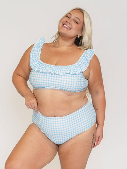 Sky Gingham High-Waist Bottom