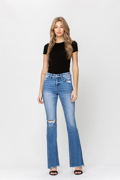 High Rise Flare W/Flare Detail Jeans