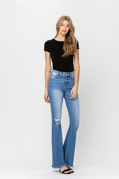 High Rise Flare W/Flare Detail Jeans