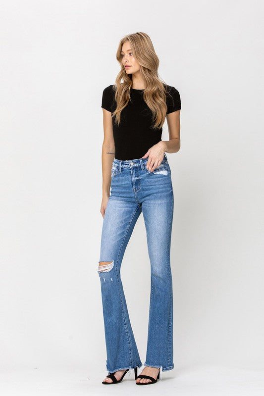 High Rise Flare W/Flare Detail Jeans