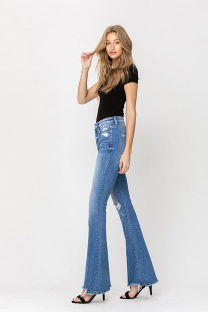 High Rise Flare W/Flare Detail Jeans