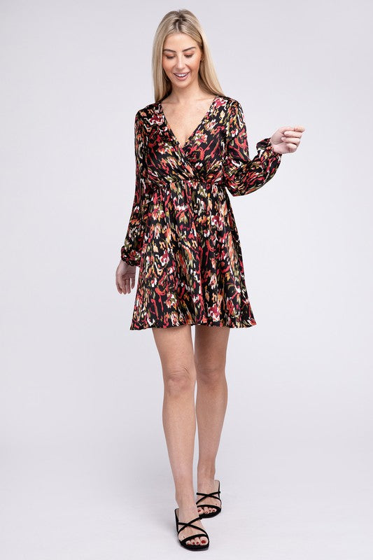 Multicolor Print V Neck Dress