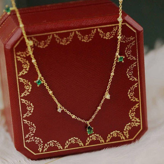 14K Gold Emerald Necklace - Rustic Jade Designs Co