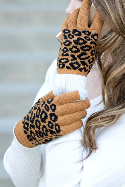 Leopard Stretch Touch Gloves
