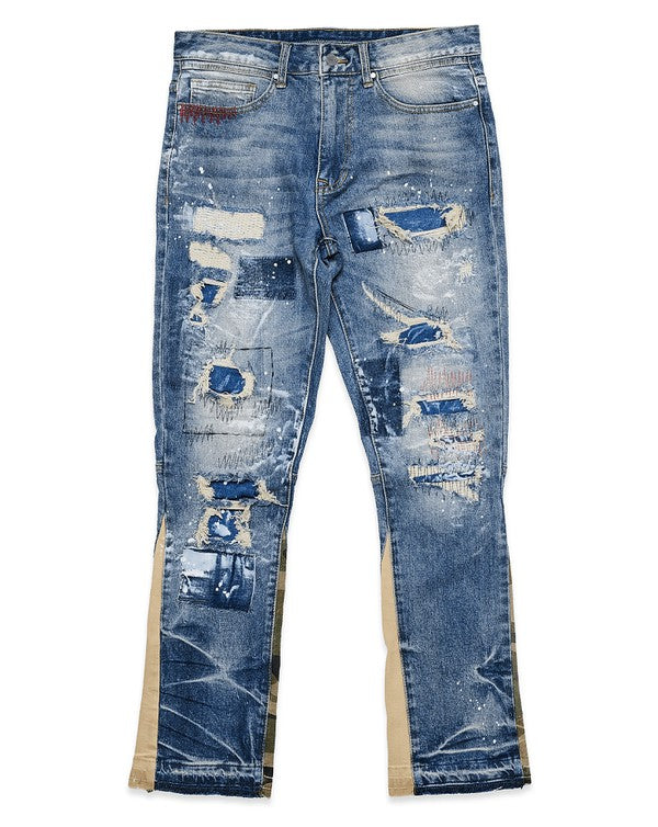 Heavy Rip & Repair Slim Straight Denim