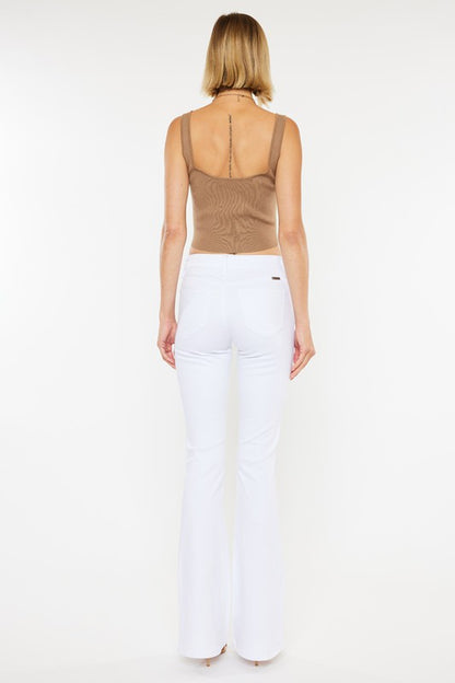 Mid Rise White Flare Jeans