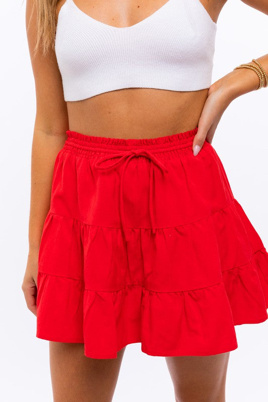 Smocked Waist Flare Skirt