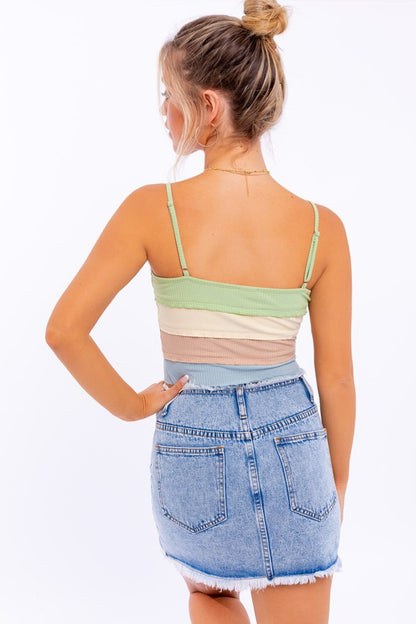 Lettuce Hem Detail Spaghetti Top