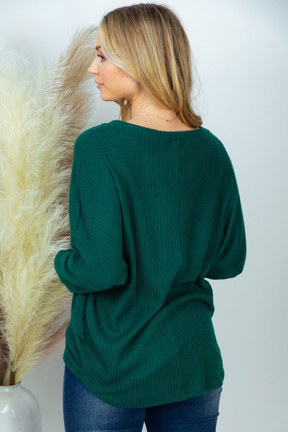 PLUS SIZE Long Sleeve Solid Knit Top