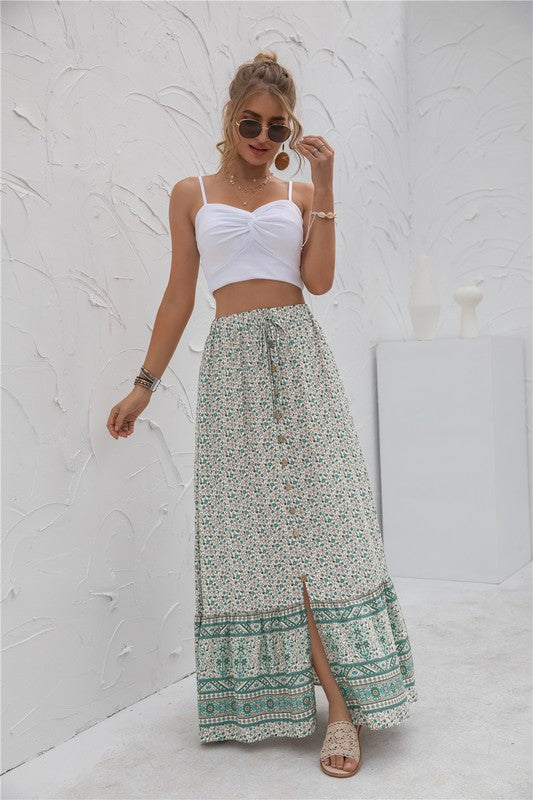 Womens Print Maxi Skirt