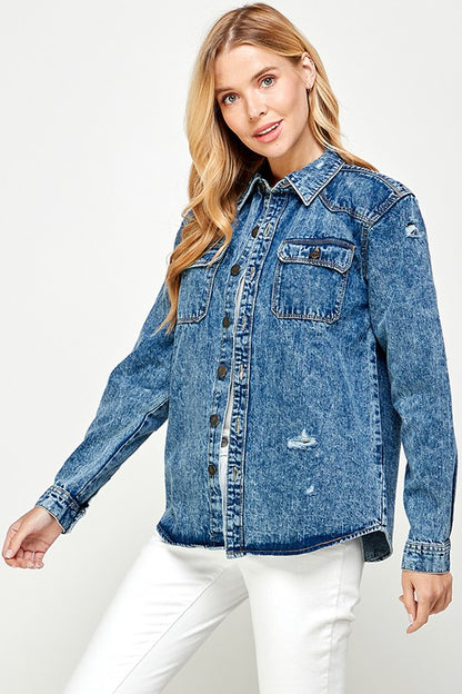 Women's Distressed Denim Shirts