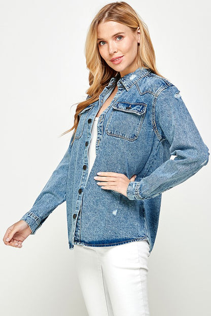 Women's Distressed Denim Shirts