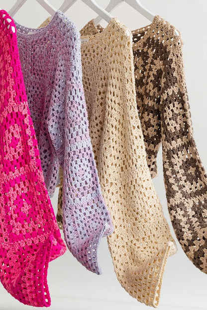 Long Sleeve Crochet Top