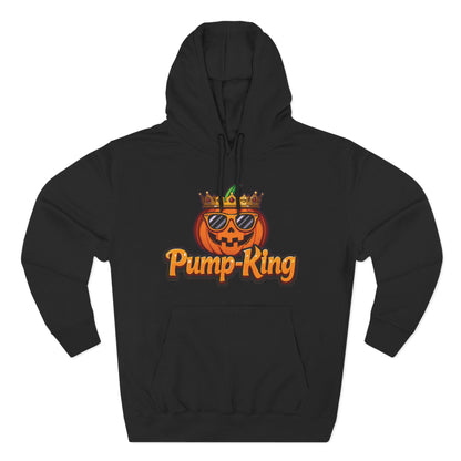 Pump-King Halloween Hoodie, Cozy Fleece Sweatshirt for Fall, Funny Pumpkin Apparel, Autumn Style, Perfect for Halloween Celebrations