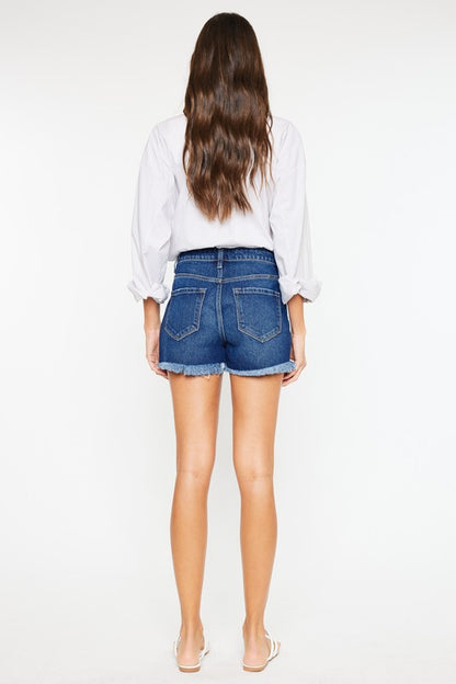 High Rise No Stitch Frayed Hem Shorts