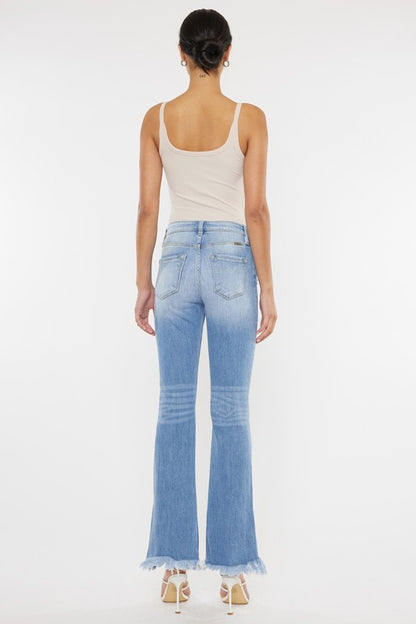 High Rise Leg Distress Bootcut Jeans