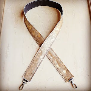 Hair Hide Leather Strap in Tan Metallic