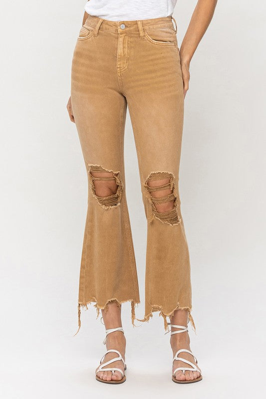 Vintage High Rise Distressed Flare Jeans