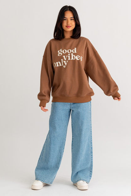 Letter Embroidery Oversized Sweatshirt