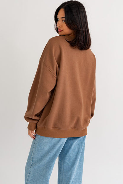 Letter Embroidery Oversized Sweatshirt