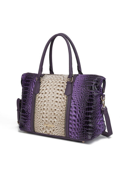 MKF Faux Crocodile-Embossed Duffle Bag by Mia K