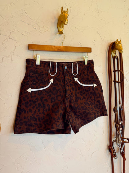 The Animal Print Denim Shorts