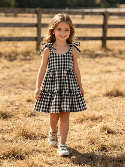 Mommy & Me Plaid Girl Smocked Ruffle Dress