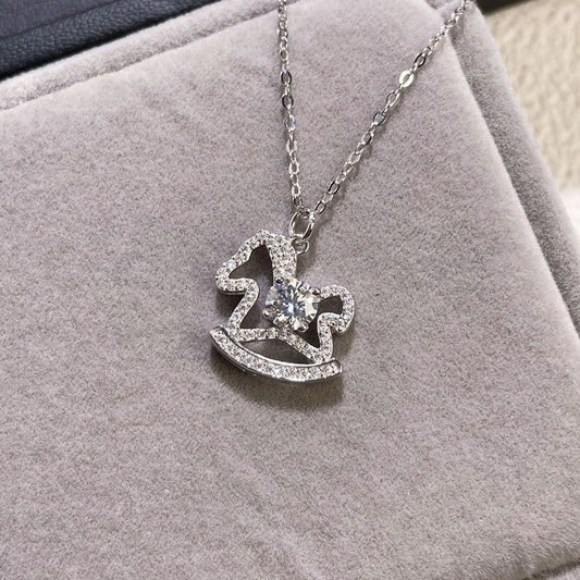 MOISSANITE .925 STERLING SILVER ROCKING HORSE NECKLACE