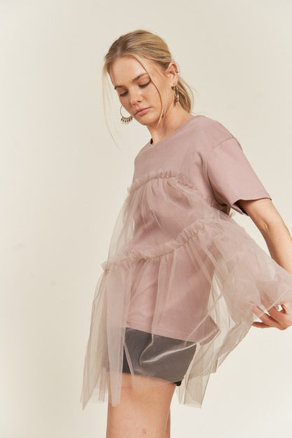 MESH TULLE MIX T-SHIRTS