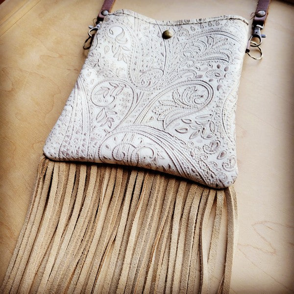 Small Crossbody Handbag Oyster Paisley & Fringe