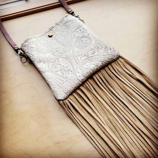 Small Crossbody Handbag Oyster Paisley & Fringe