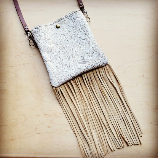 Small Crossbody Handbag Oyster Paisley & Fringe