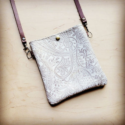 Small Crossbody Handbag w/ Oyster Paisley Leather