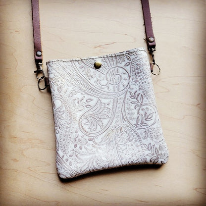 Small Crossbody Handbag w/ Oyster Paisley Leather