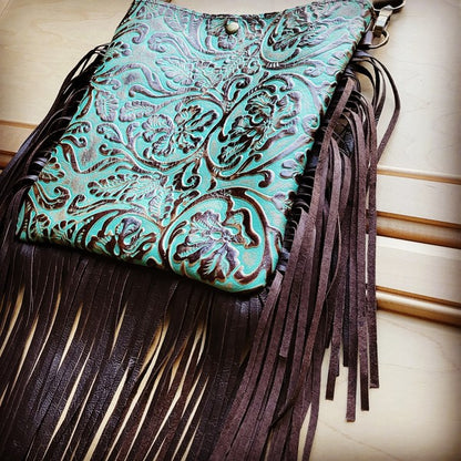 Small Crossbody Handbag Cowboy & Leather Fringe