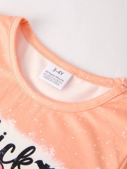 Halloween Letter Bleached Top + Striped Flared Pants