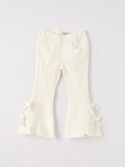 Charming White Denim Pants with Cute Bows