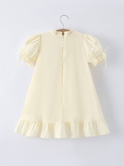 Embroidered Lace Girls' Short-sleeved Dress
