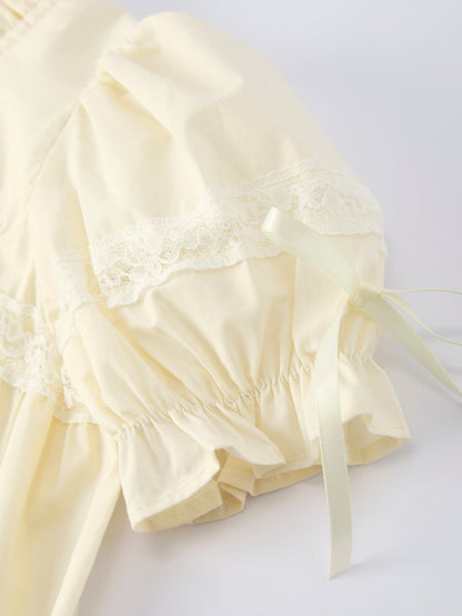 Embroidered Lace Girls' Short-sleeved Dress