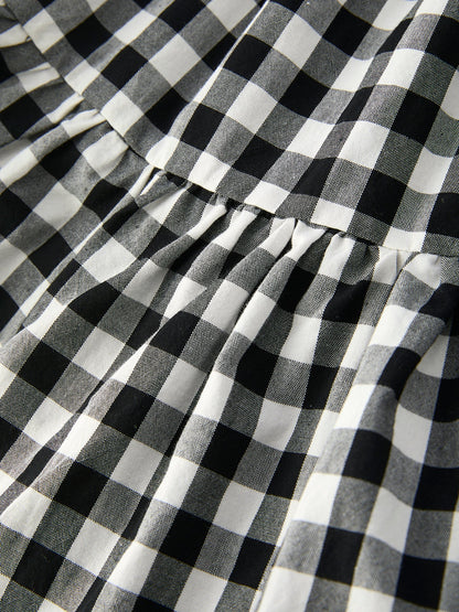 Mommy & Me Plaid Girl Smocked Ruffle Dress