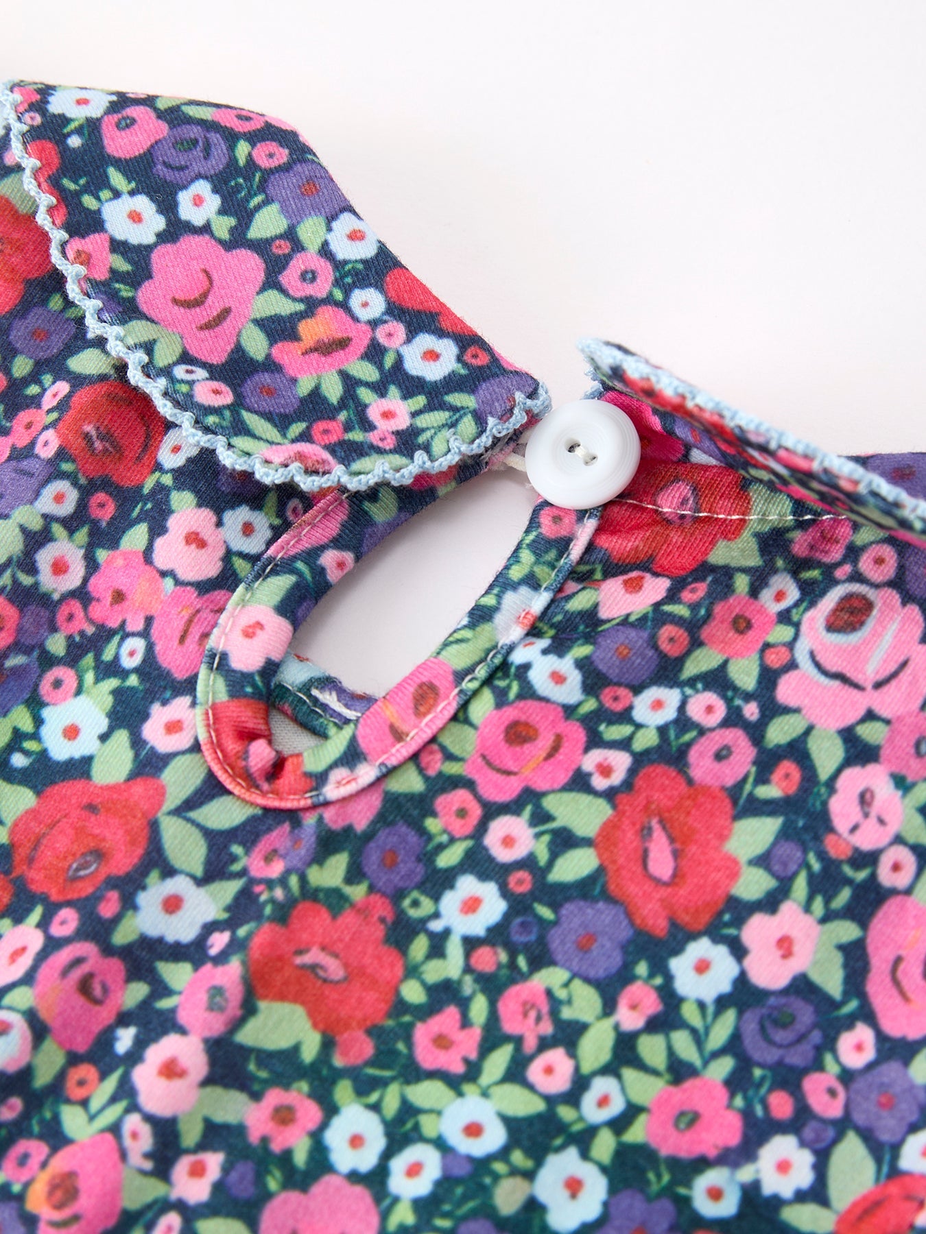 Blue Bow Floral Smocked Girl Bloomer Set