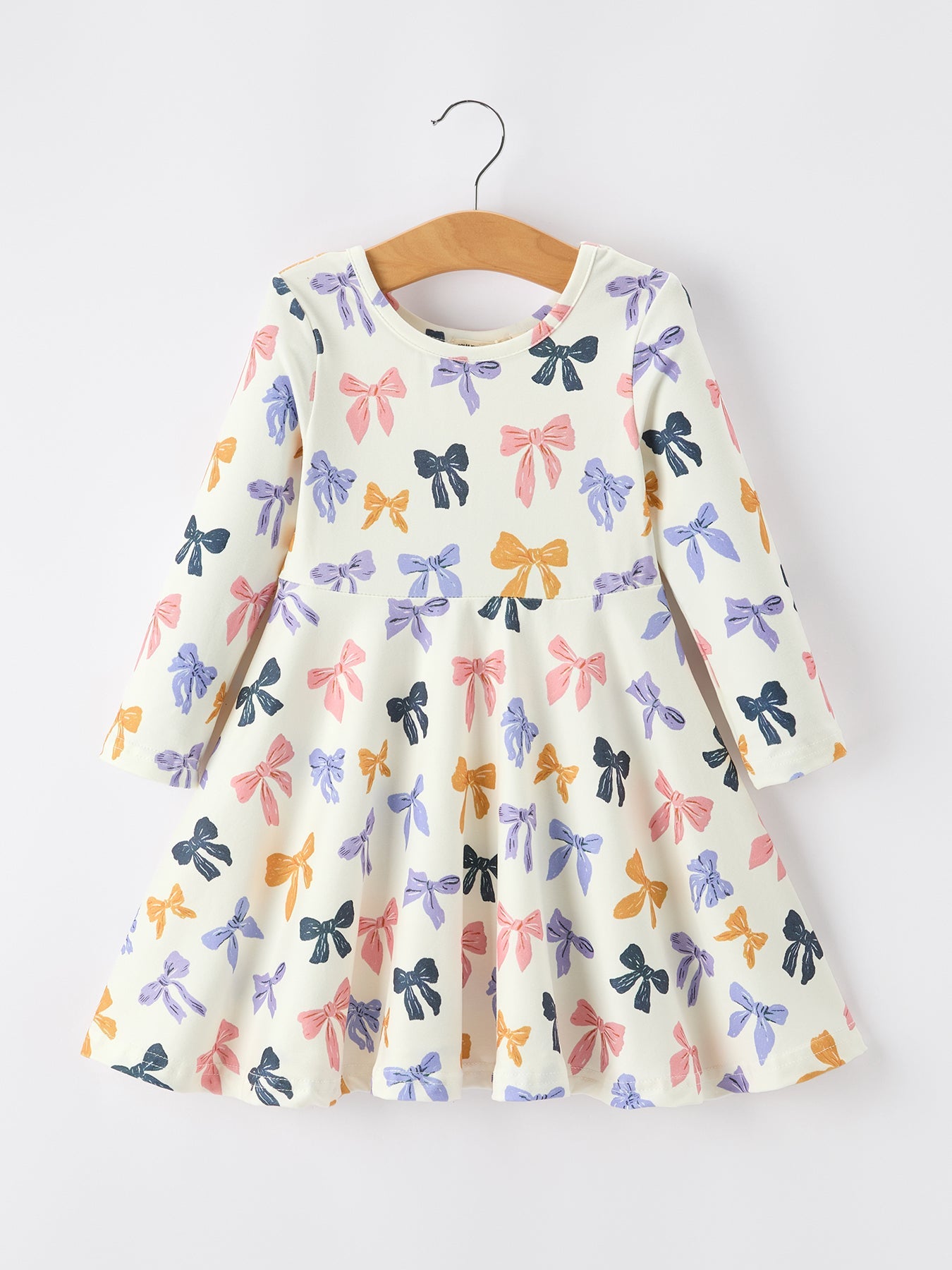 Halloween Bow Girls Dress Long Sleeve Twirl Dress