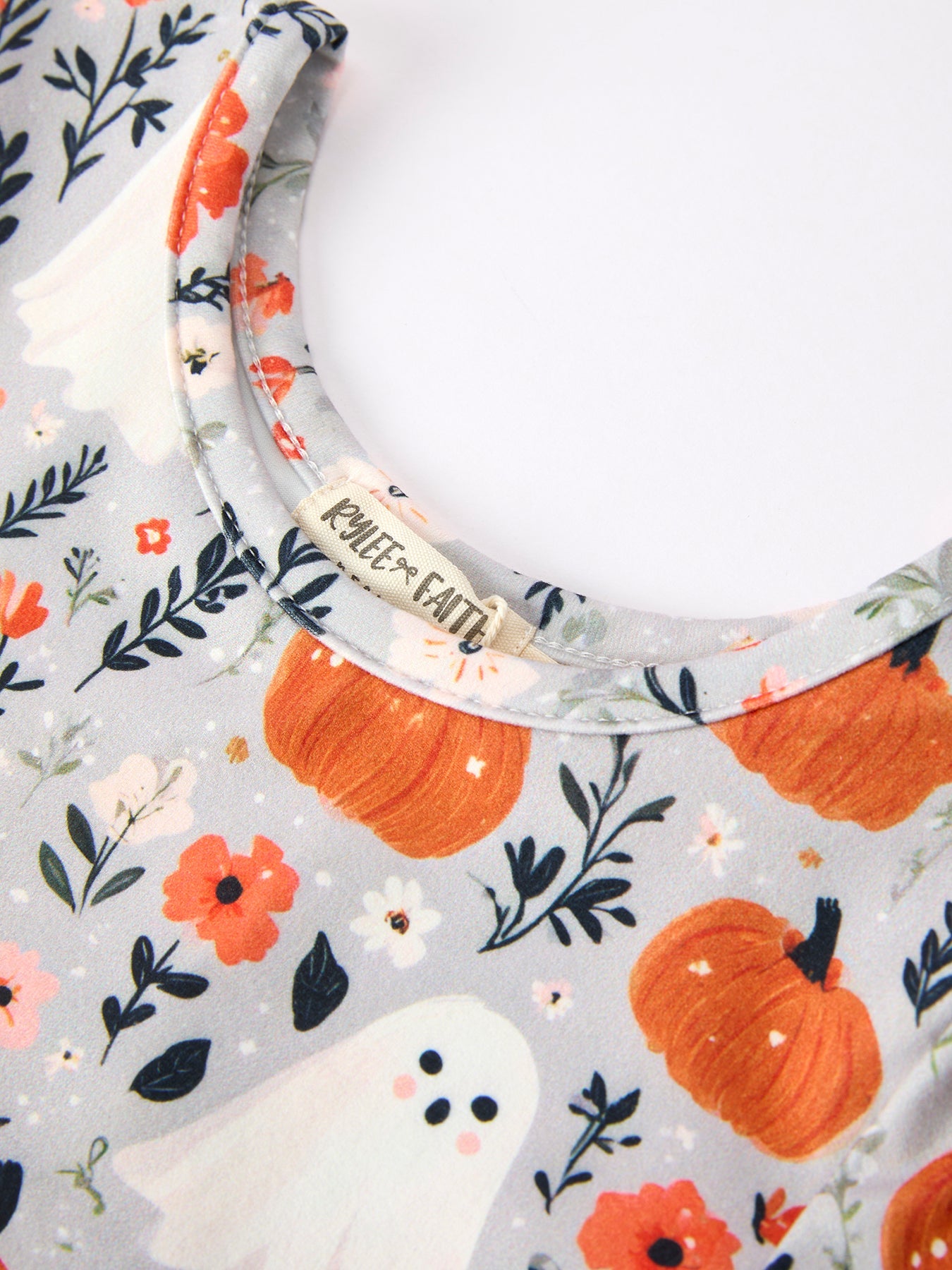 PREORDER Halloween Pumpkin Ghost Girls Dress Long Sleeve Twirl Dress