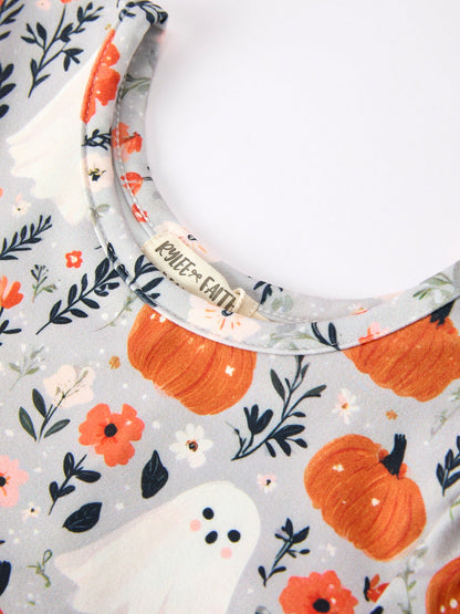 PREORDER Halloween Pumpkin Ghost Girls Dress Long Sleeve Twirl Dress