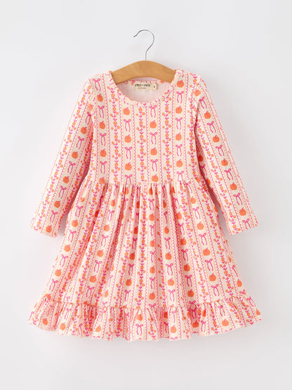 PREORDER Halloween Thanksgiving Pumpkin Bow Pocket Girls Dress